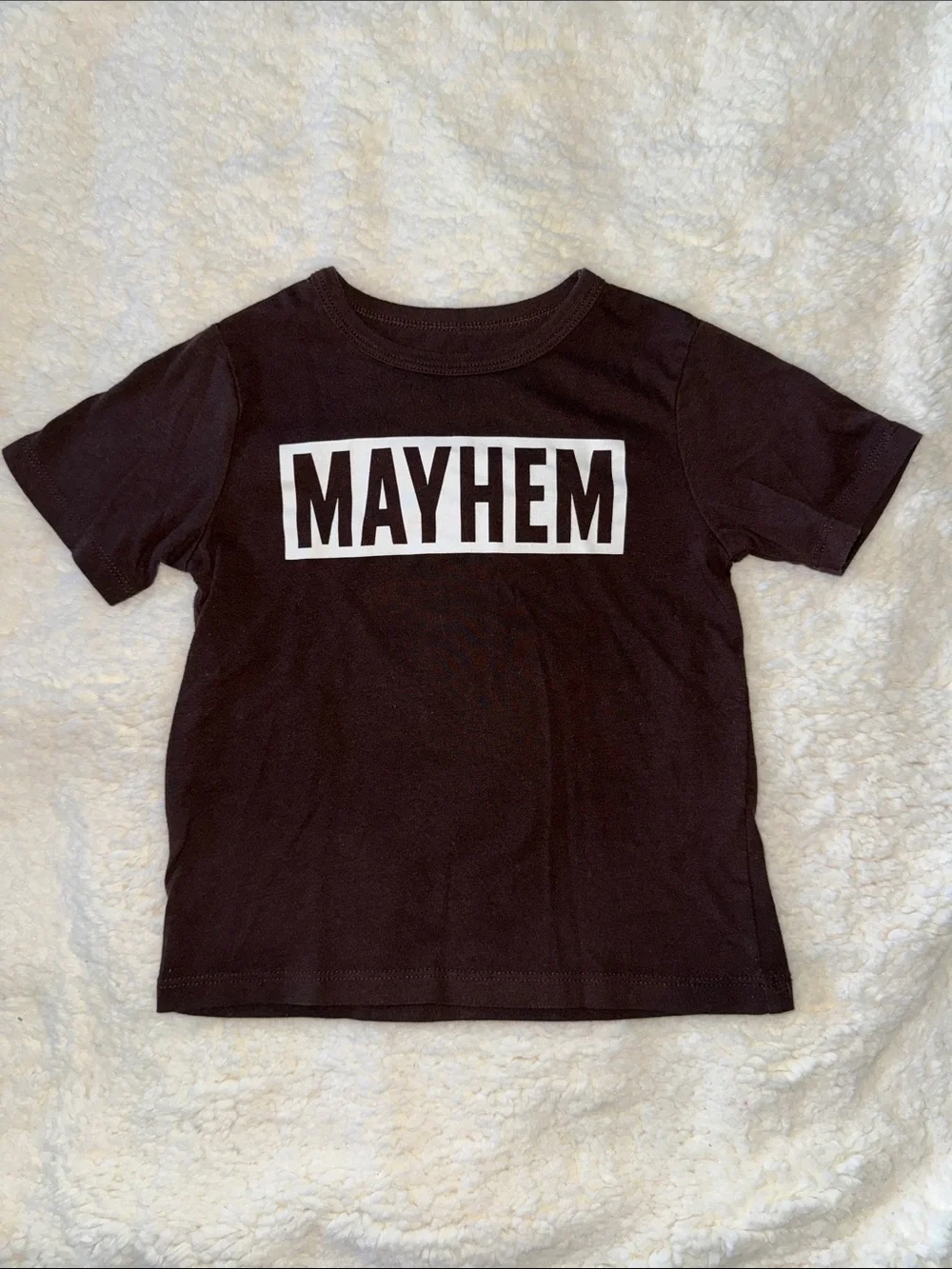 The Children's Place Brown Tee with White MAYHEM Graphic